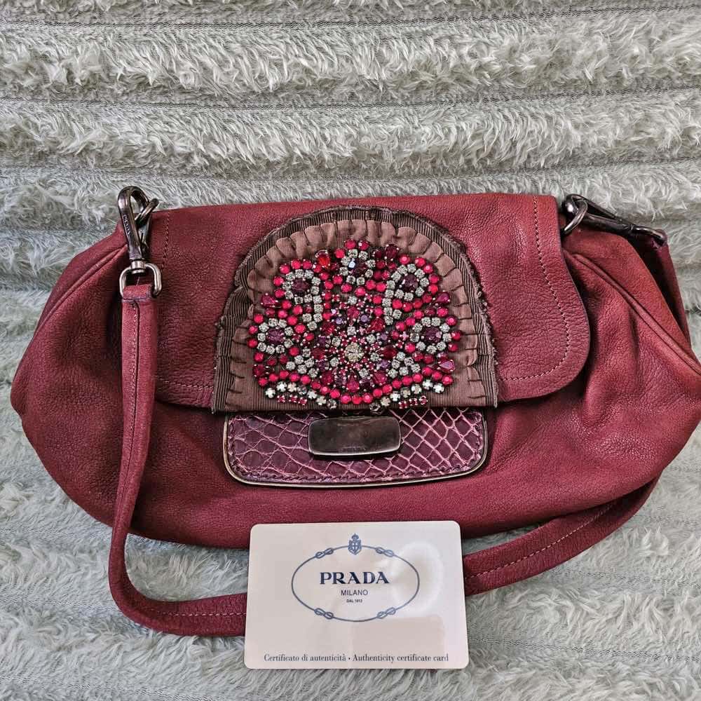 Prada Rhinestones Bag Brown Good - Box View