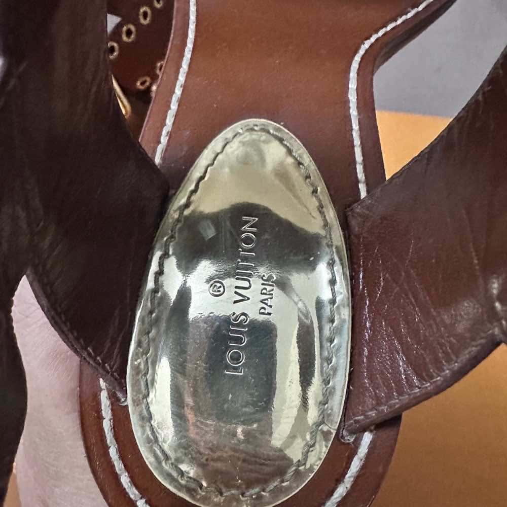 Louis Vuitton Heel Sandals Brown Leather Fair - Box View