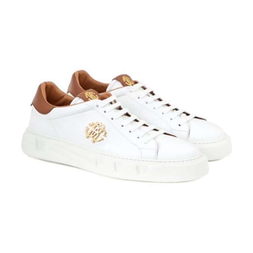 Roberto Cavalli Sneakers White Leather Never worn, with tag - Model View