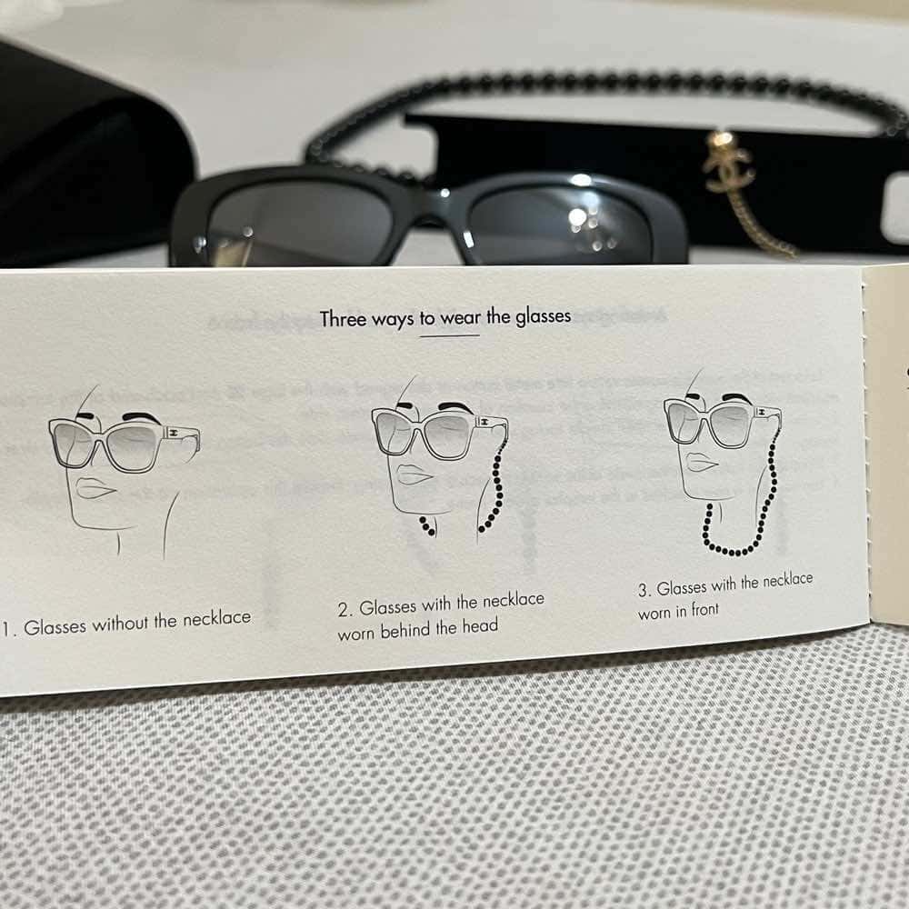 Chanel Rectangle Black Acetate Plastic Very good - Model View