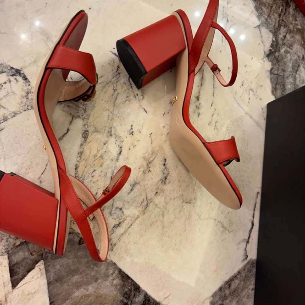 Gucci GG Marmont Heel Sandals Red Leather Never worn, with tag - Box View