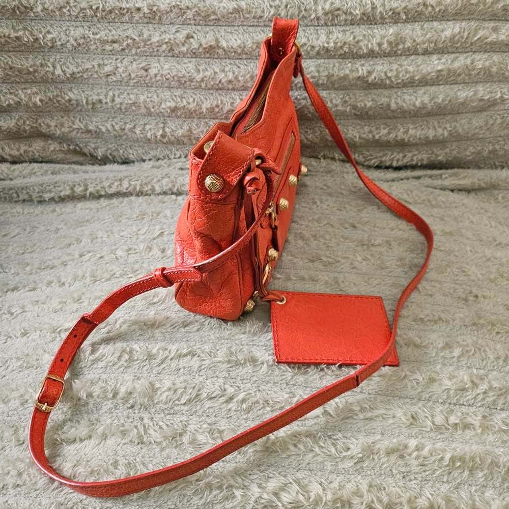 Balenciaga Hip Crossbody Orange Leather Gold Good - Box View
