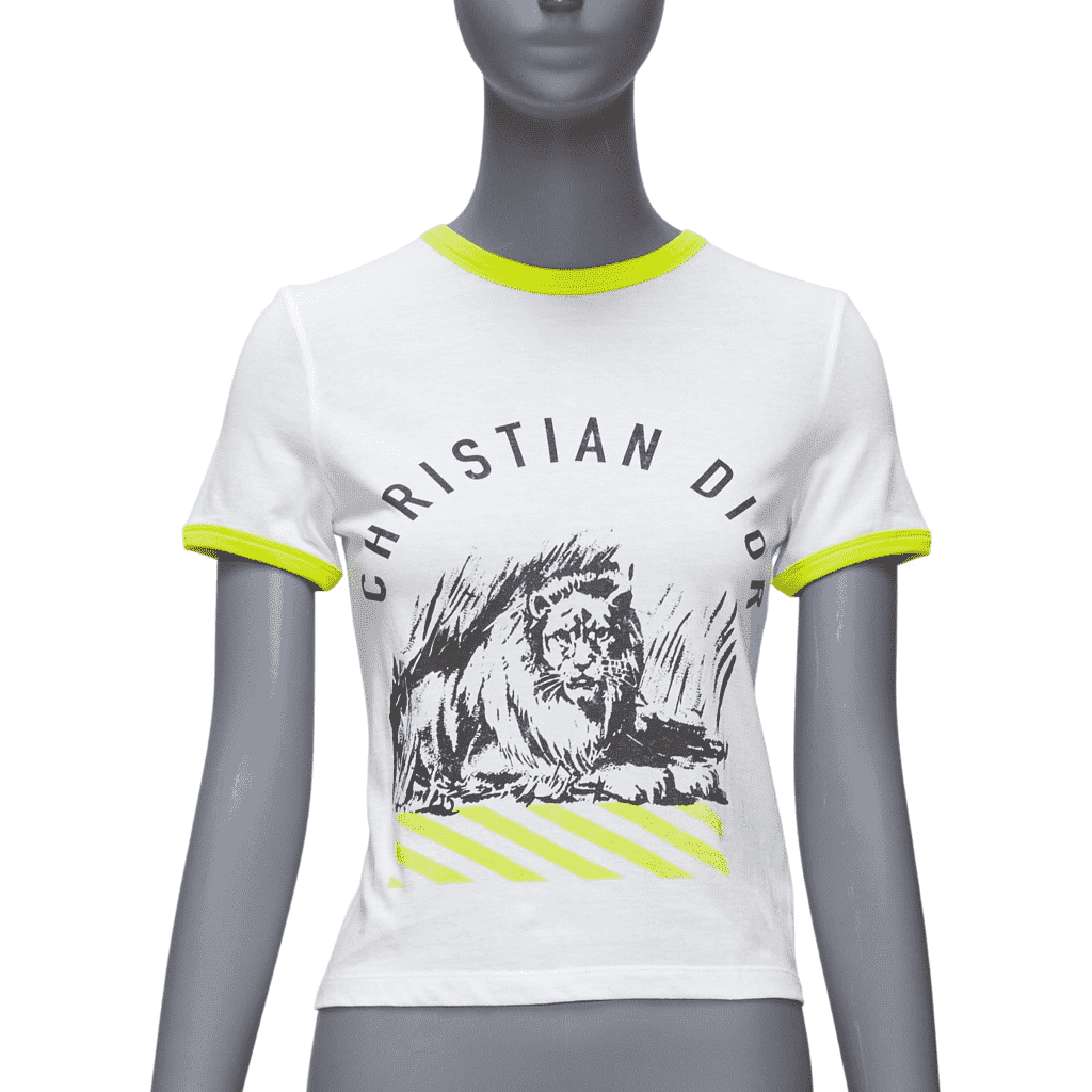 Dior Lion Graphic Tee White Cotton Never worn - Front View