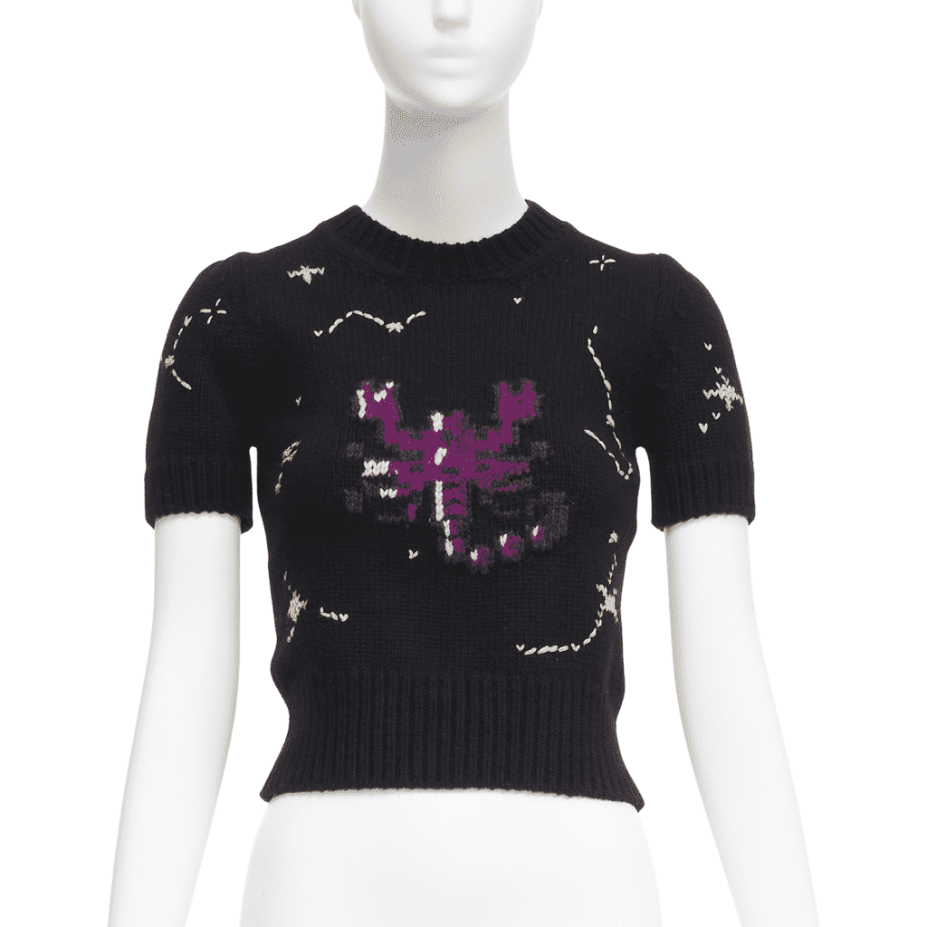 Christian Dior Zodiac Cropped Sweater Black Wool Never worn - Front View