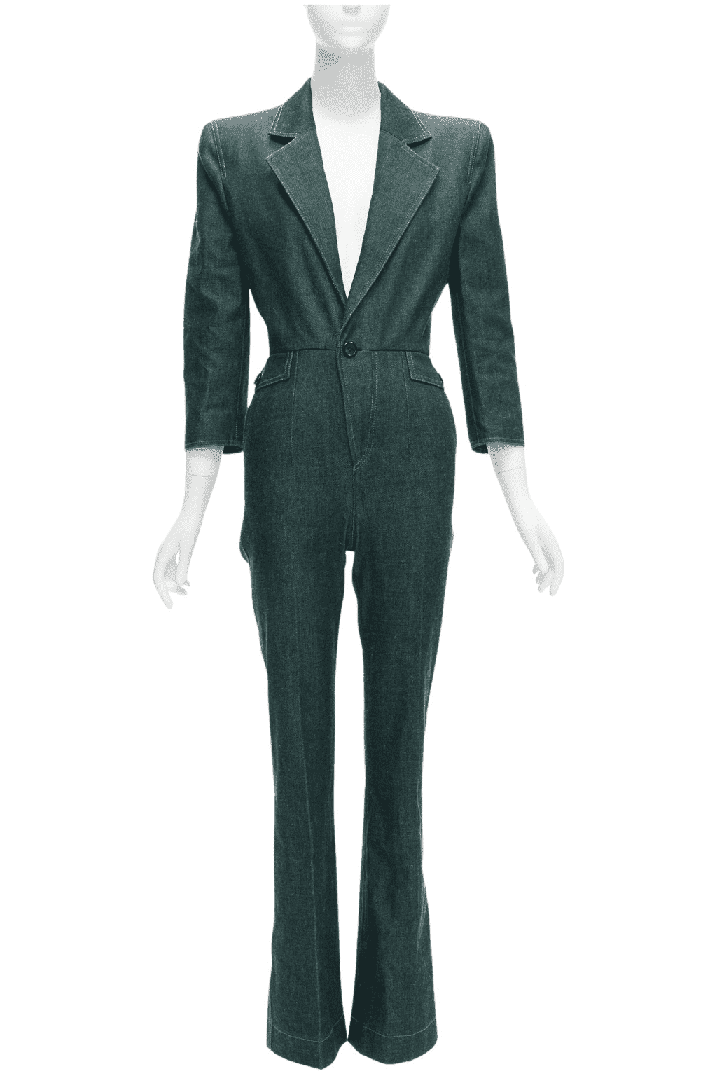 Saint Laurent Denim Shoulder Jumpsuit Blue Never worn - Front View