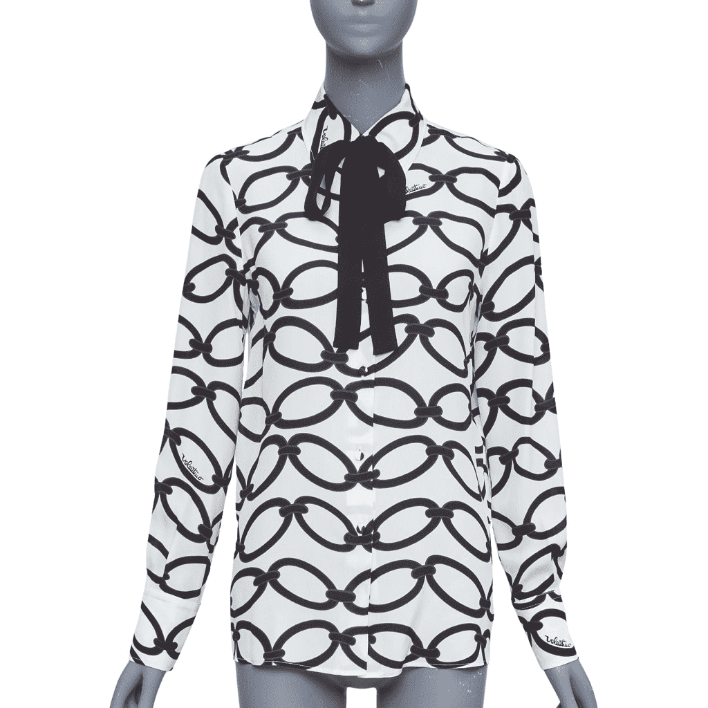 Valentino Chain Silk Blouse White Silk Very good - Front View