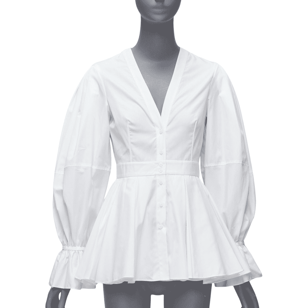 Alexander McQueen Balloon Sleeve Shirt White Cotton Very good - Front View