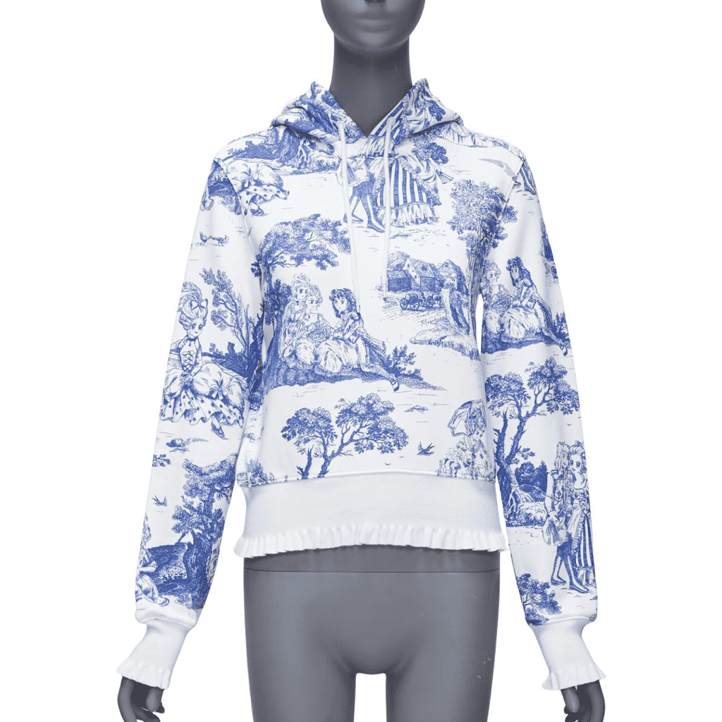 Moschino Toile Frill Hoodie White Cotton Never worn - Front View