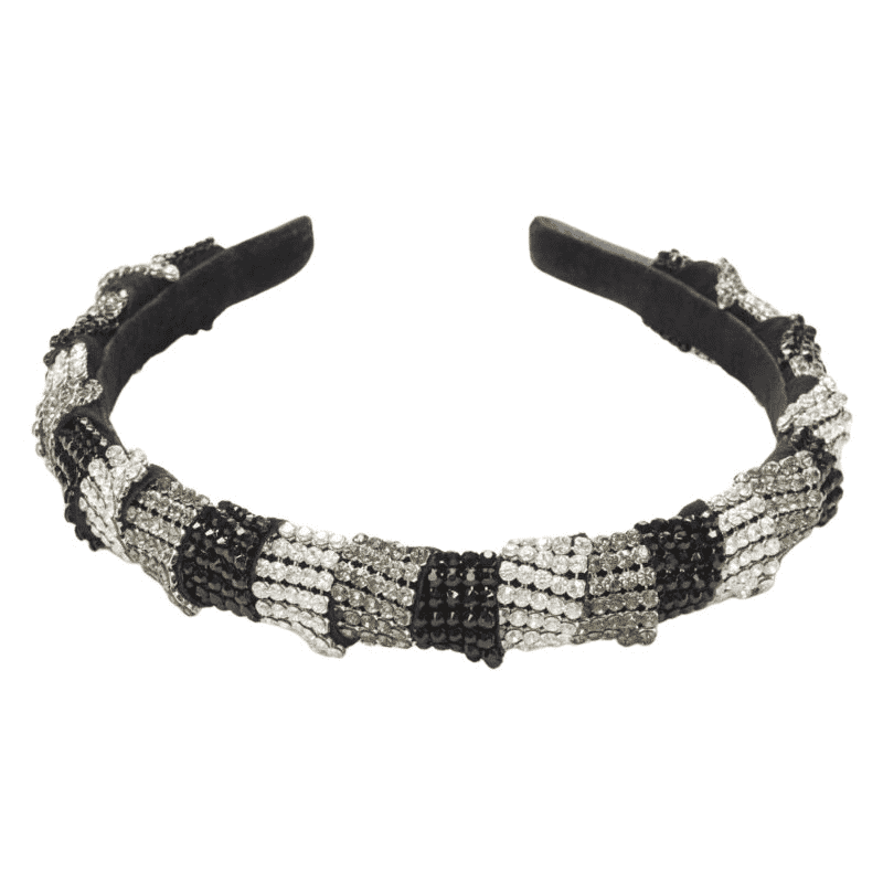 Unsigned Crystal Black Headband Black Suede Never worn - Front View