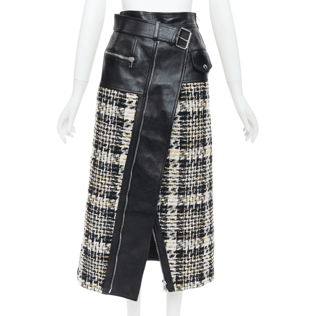 Alexander McQueen Deconstructed Biker Skirt Black Leather Very good - Front View