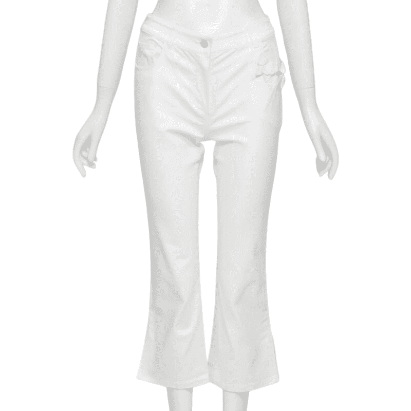 Christian Dior Crystal Cropped Jeans White Cotton Very good condition - Front View