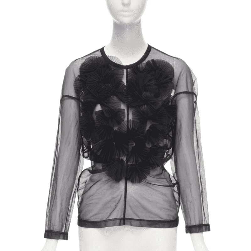 Comme Des Garcons Pleated Ruffle Top Black Good - Front View