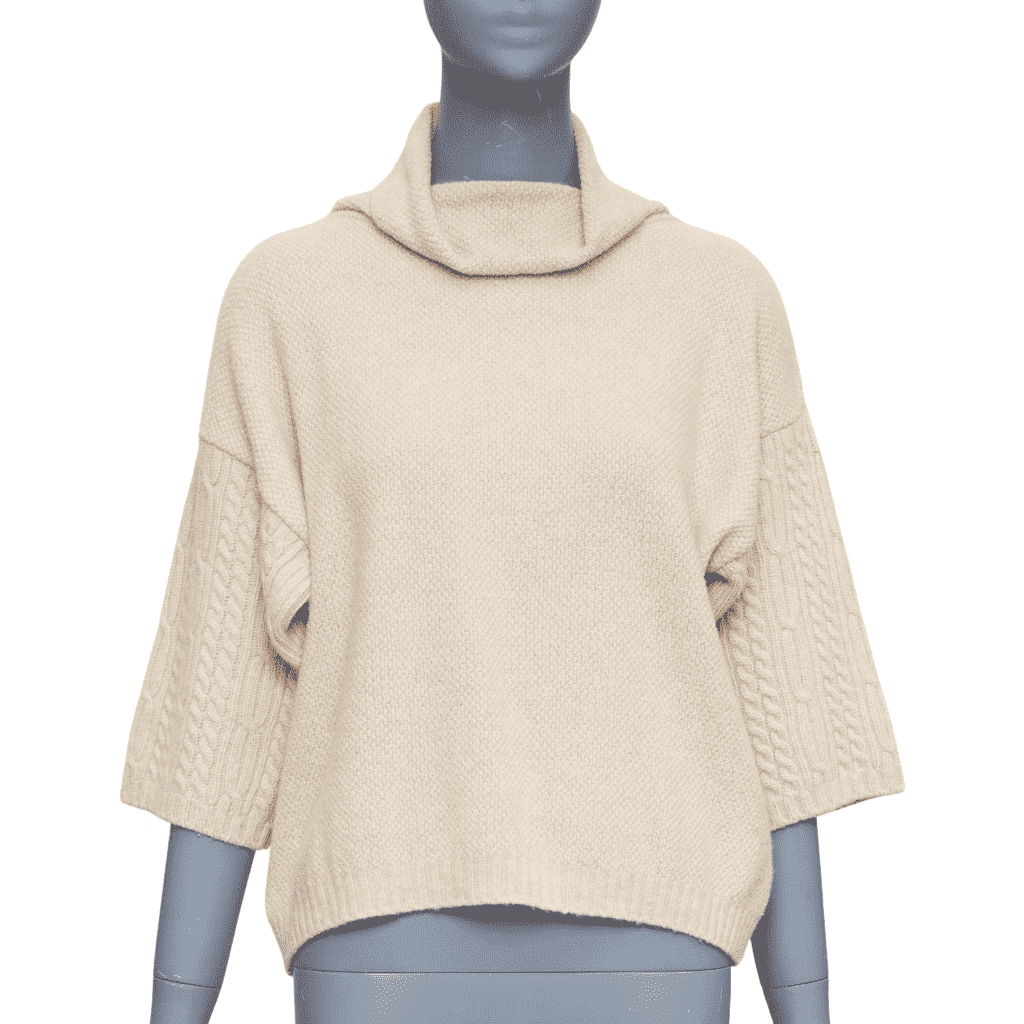 Max Mara Cable Knit Sleeve Sweater Beige Wool Very good condition - Front View