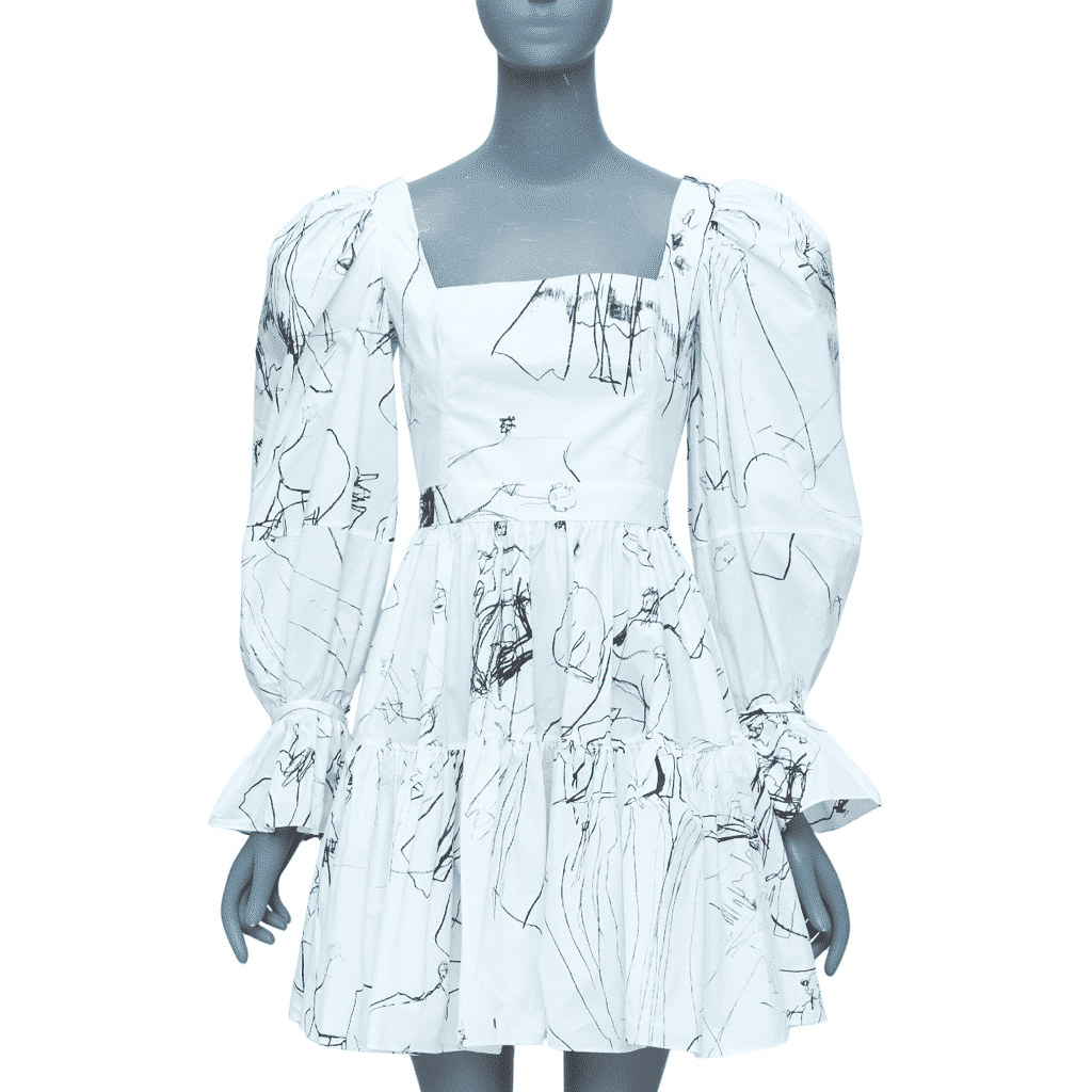 Alexander McQueen Sketch Puff Dress White Cotton Never worn - Front View