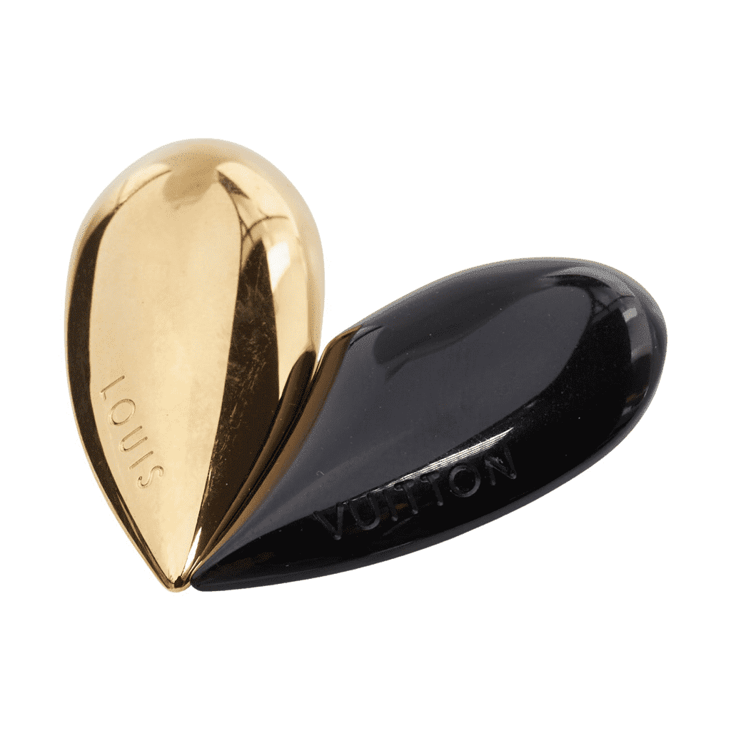 Louis Vuitton Split Heart Pin Gold Metal Very good condition - Front View