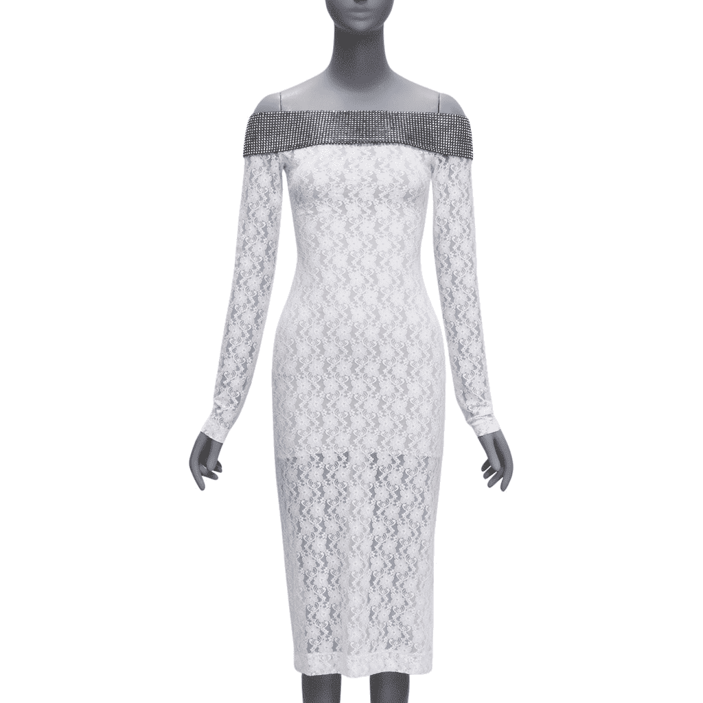 Christopher Kane Crystal Lace Dress Black Polyamide Never worn - Front View
