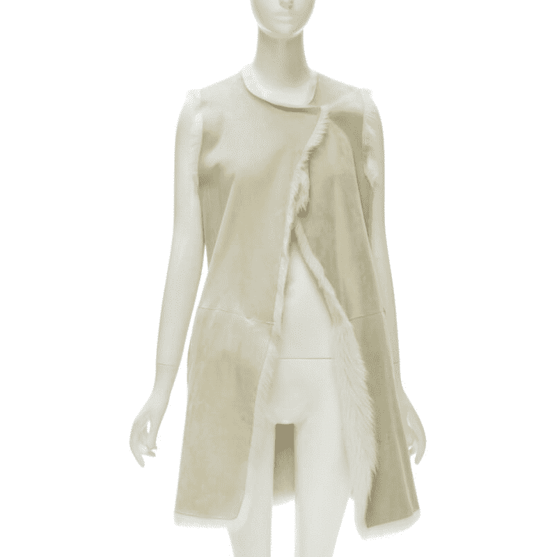 Theory Beige Shearling Suede Vest Beige Fur Very good - Front View