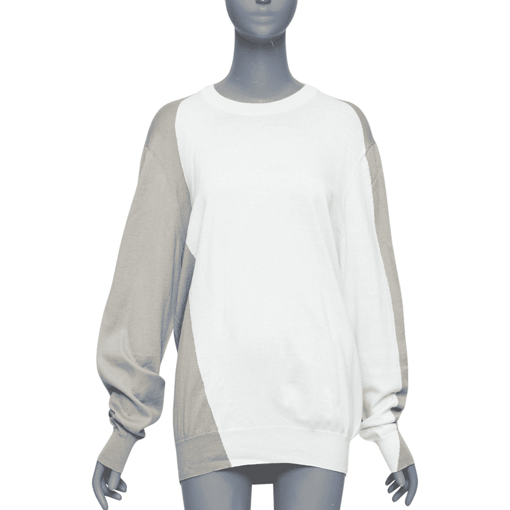 Hermès Colorblocked Crew Beige Cotton Very good - Front View