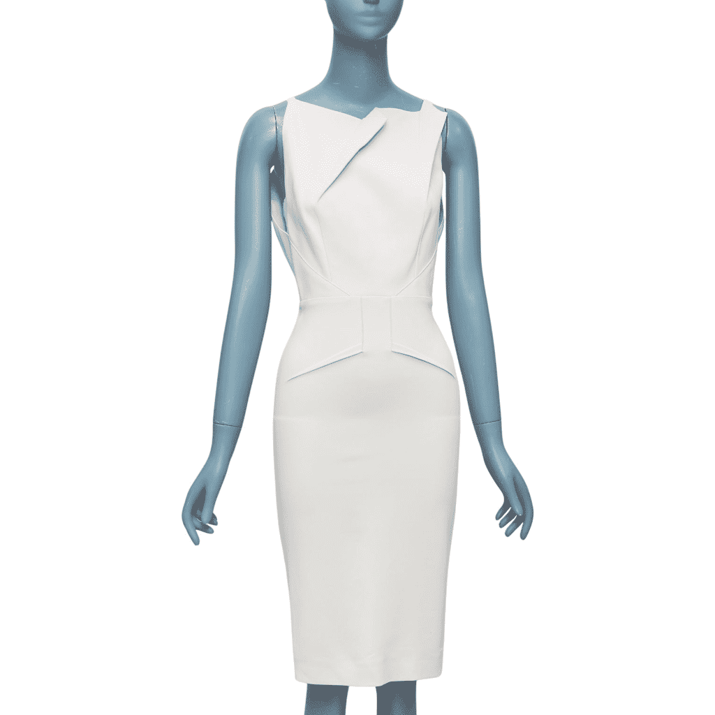 Roland Mouret Origami Pleat Dress Beige Good - Front View