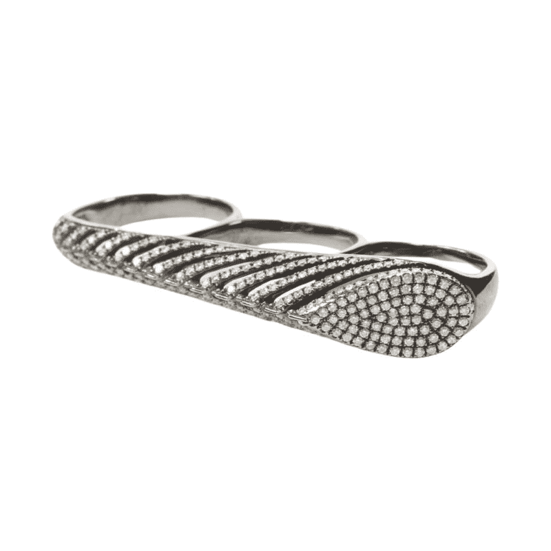 AS29 Diamond Finger Ring Silver Silver Never worn - Front View