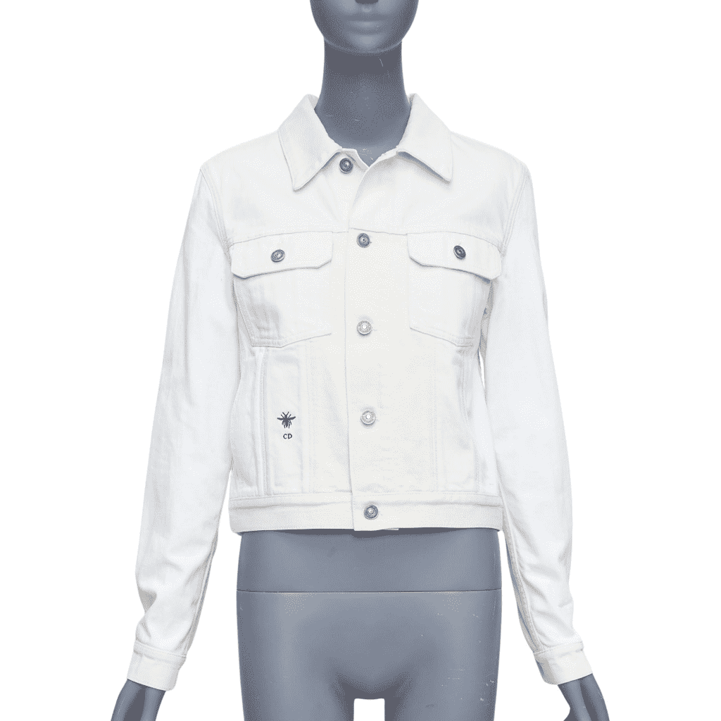 Dior White Denim Logo Jacket White Cotton Very good - Front View