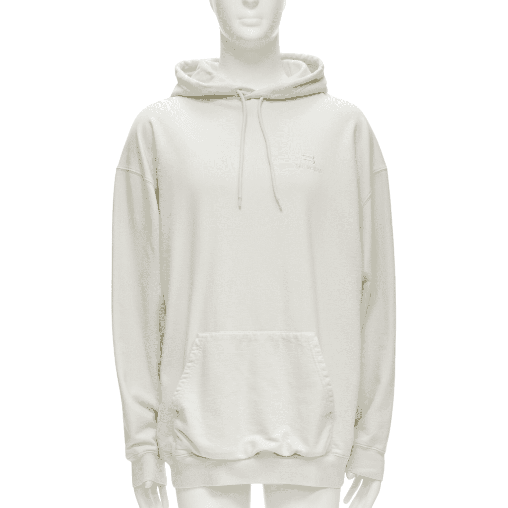 Balenciaga Logo Oversized Hoodie Beige Cotton Never worn - Front View