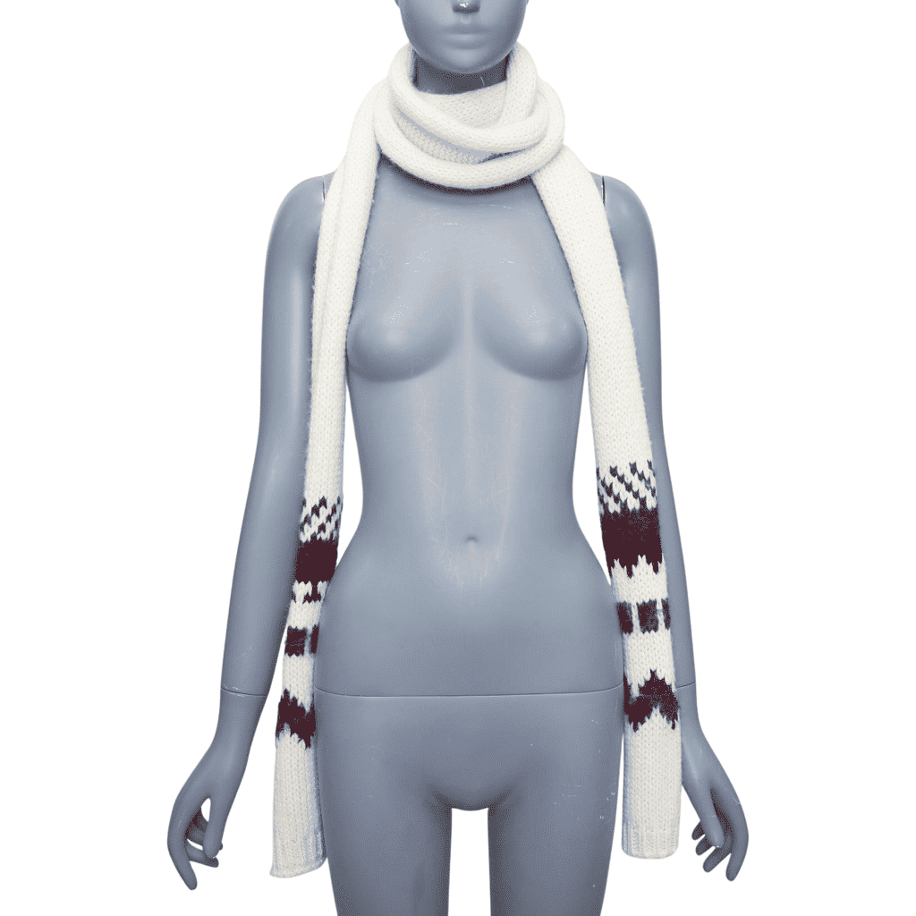 Saint Laurent Aztec Wrap Scarf Beige Wool Never worn - Front View
