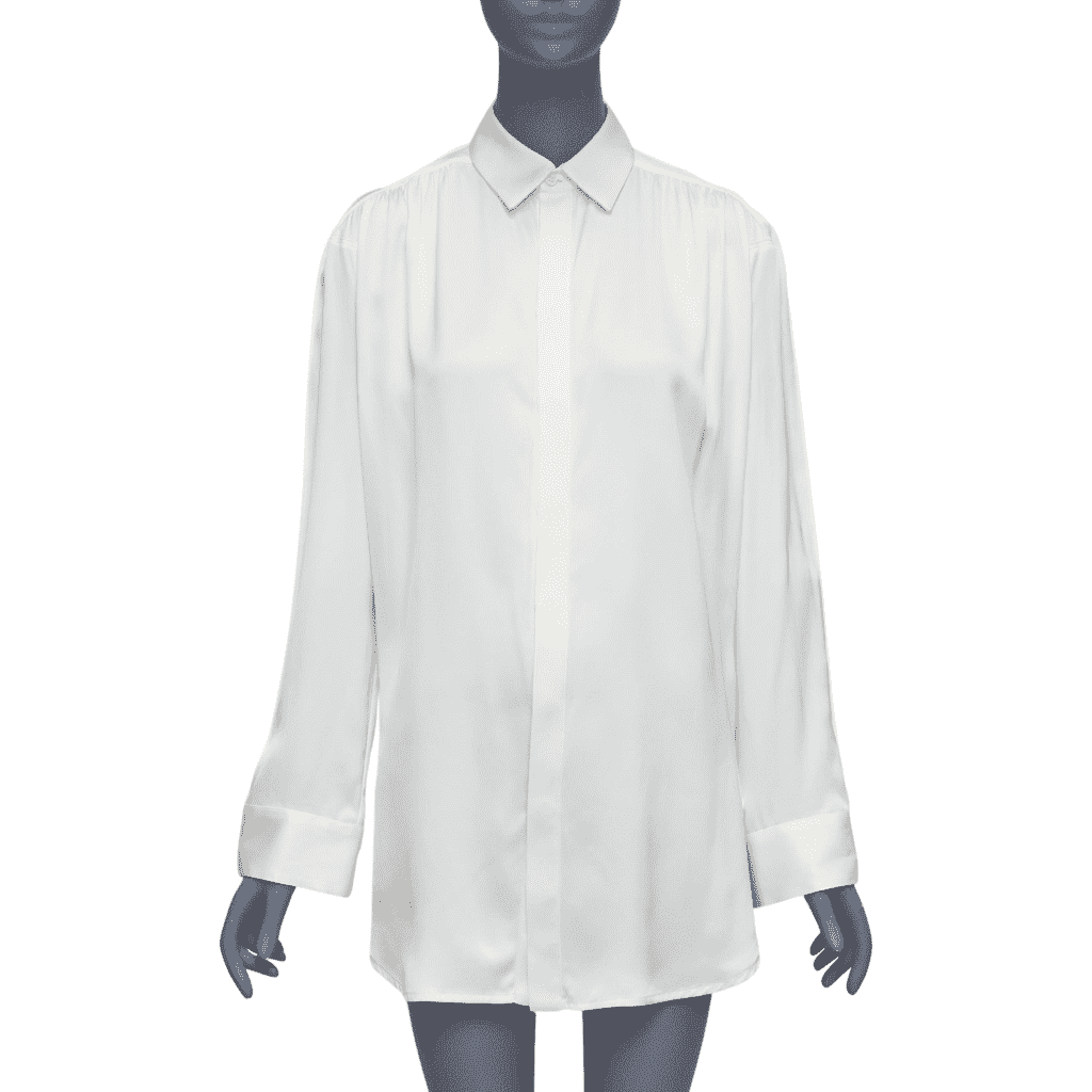 Bottega Veneta Ruched Raglan Shirt Beige Silk Very good - Front View
