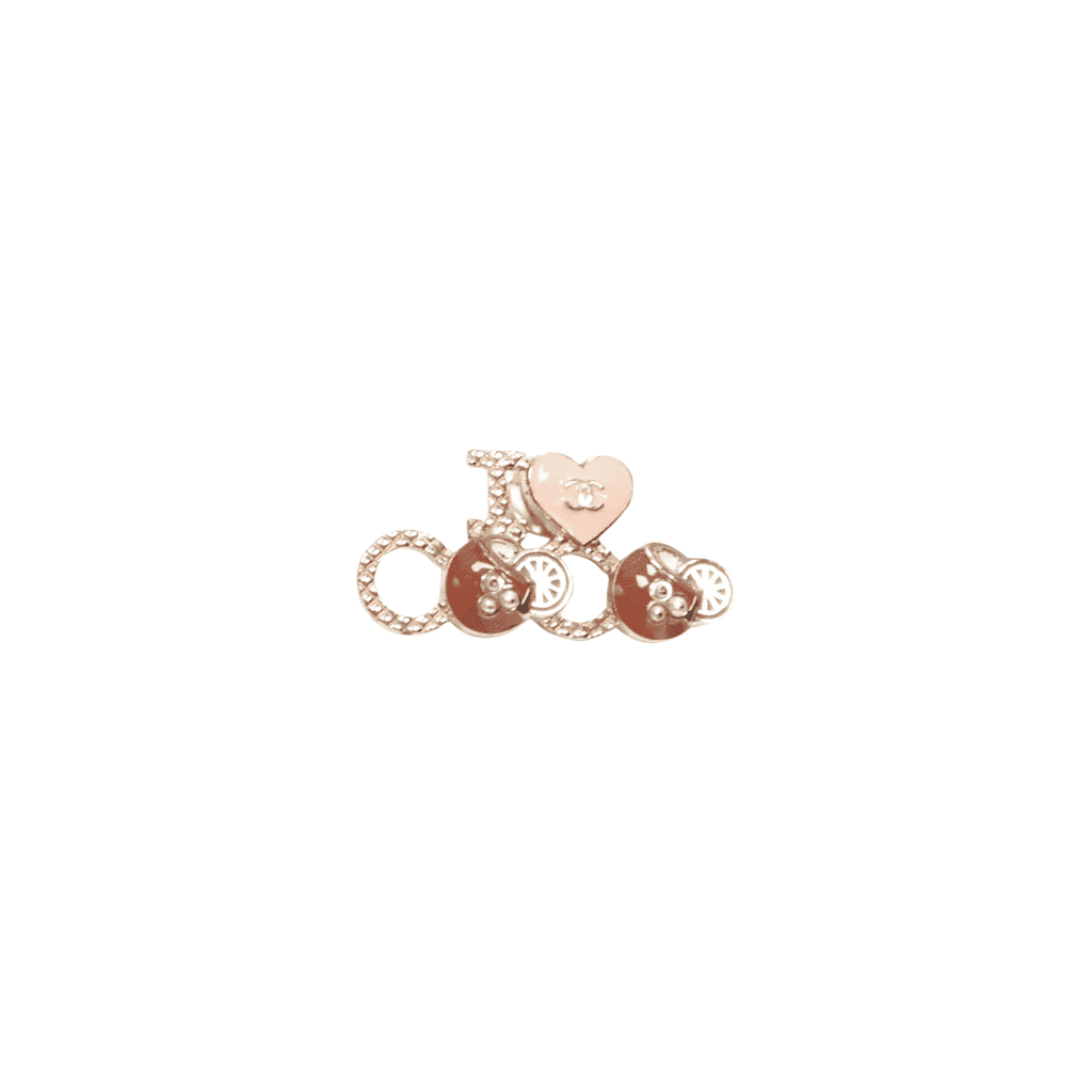 Chanel Heart Pearl Pin Pink Metal Fair - Front View
