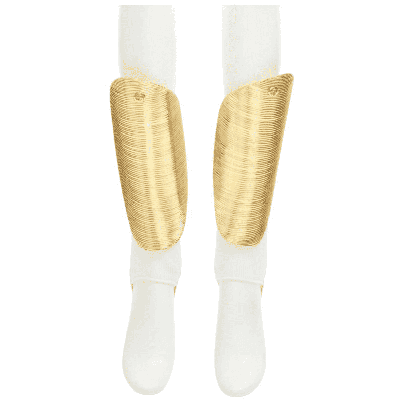 Gucci GG Shin Guards Gold Metal Fair - Front View