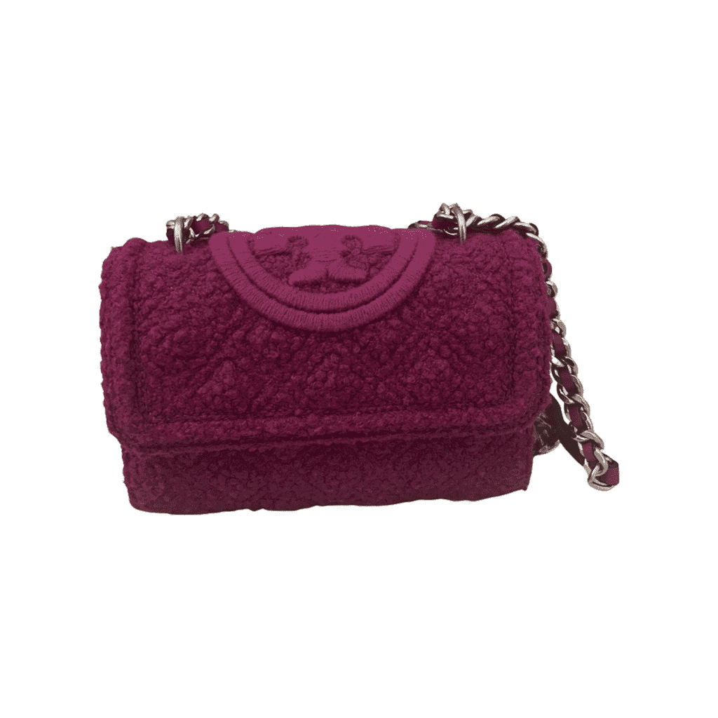 Tory Burch Fleming Bouclé Pink Shearling Silver Very good condition - Front View