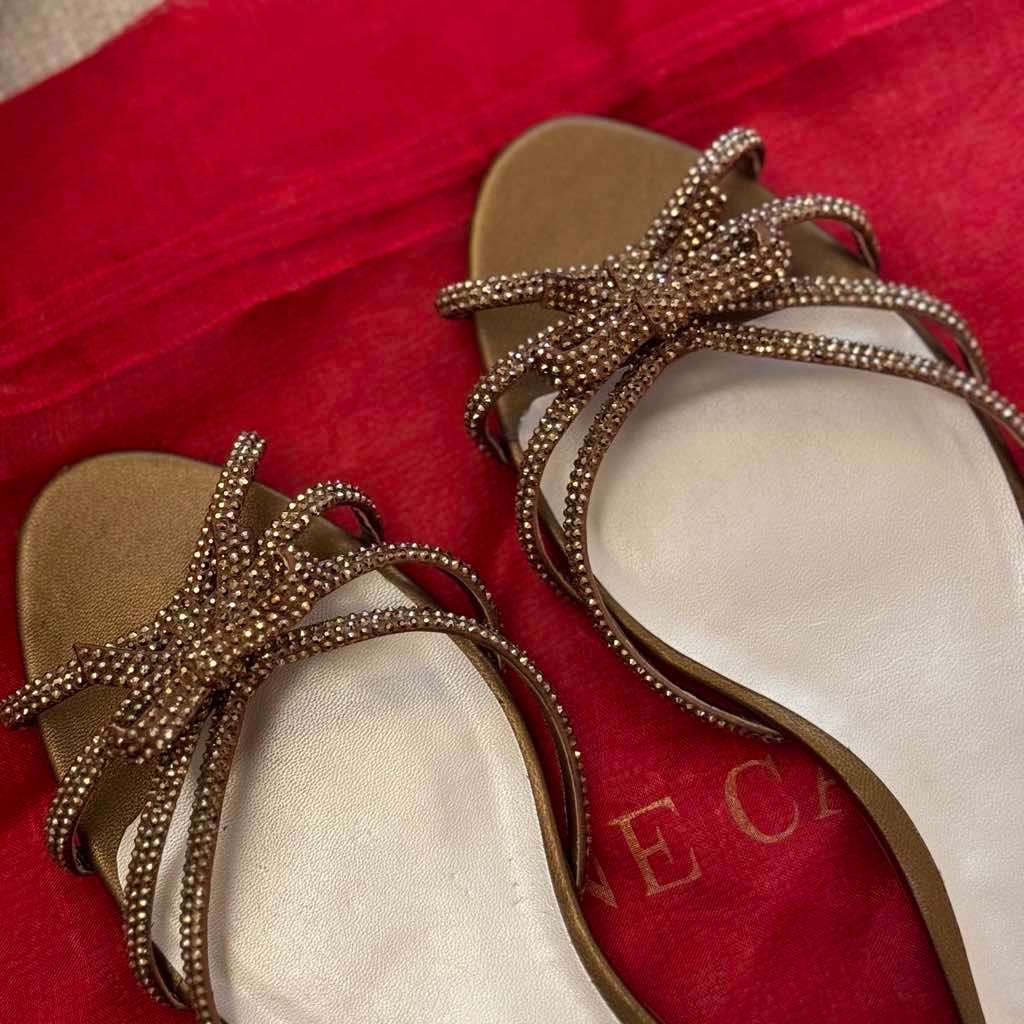 Rene Caovilla Brown Satin Strass Flat Brown Satin Good condition - Inside View