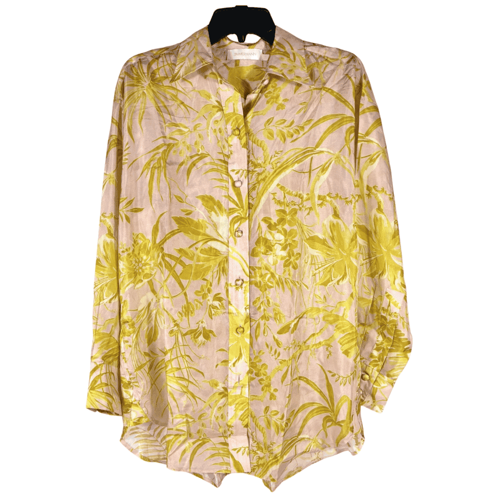 Zimmermann Golden Relaxed Silk Shirt Pink Silk Never worn - Front View