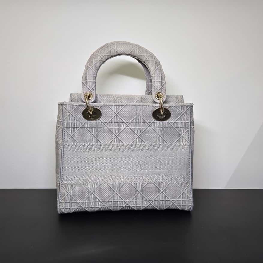 Dior Lady D-Lite Grey Canvas Good condition - Back View
