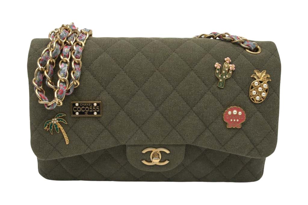 Chanel Cuba Cruise 2016 Shoulder Bag Size 30 Green Canvas Good - Front View