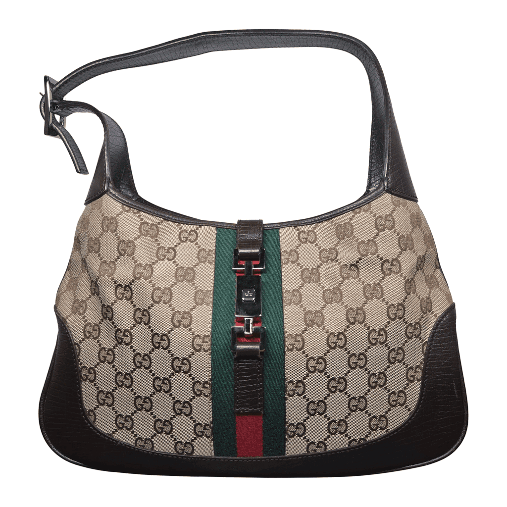 Gucci Jackie Black Canvas Leather Good - Front View