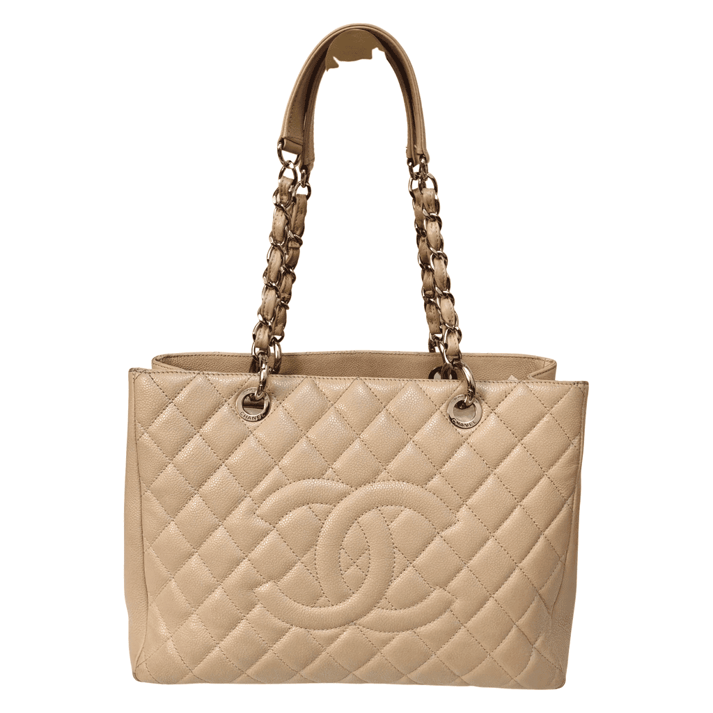 Chanel Caviar Grand Shopper Tote Beige Leather Good condition - Front View