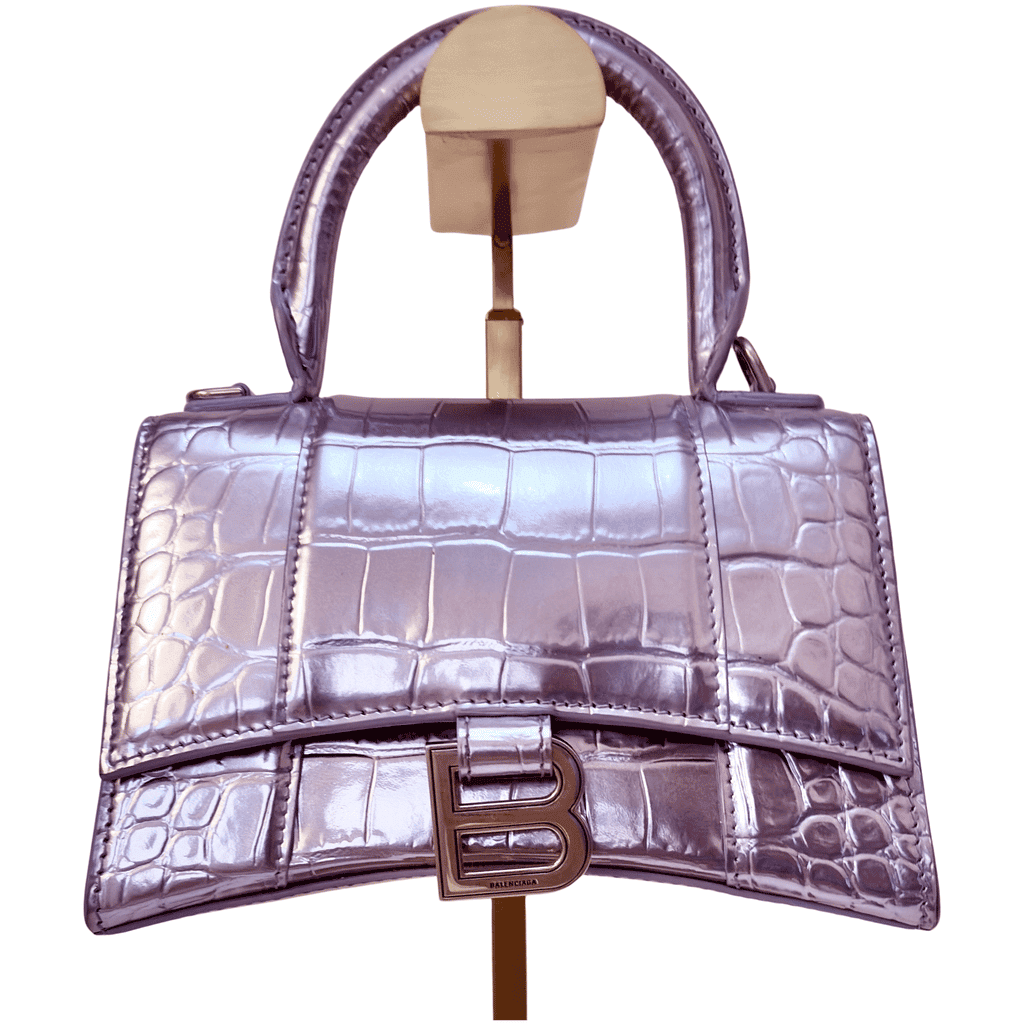 Balenciaga Hourglass XS Bag Grey Leather Good condition - Front View