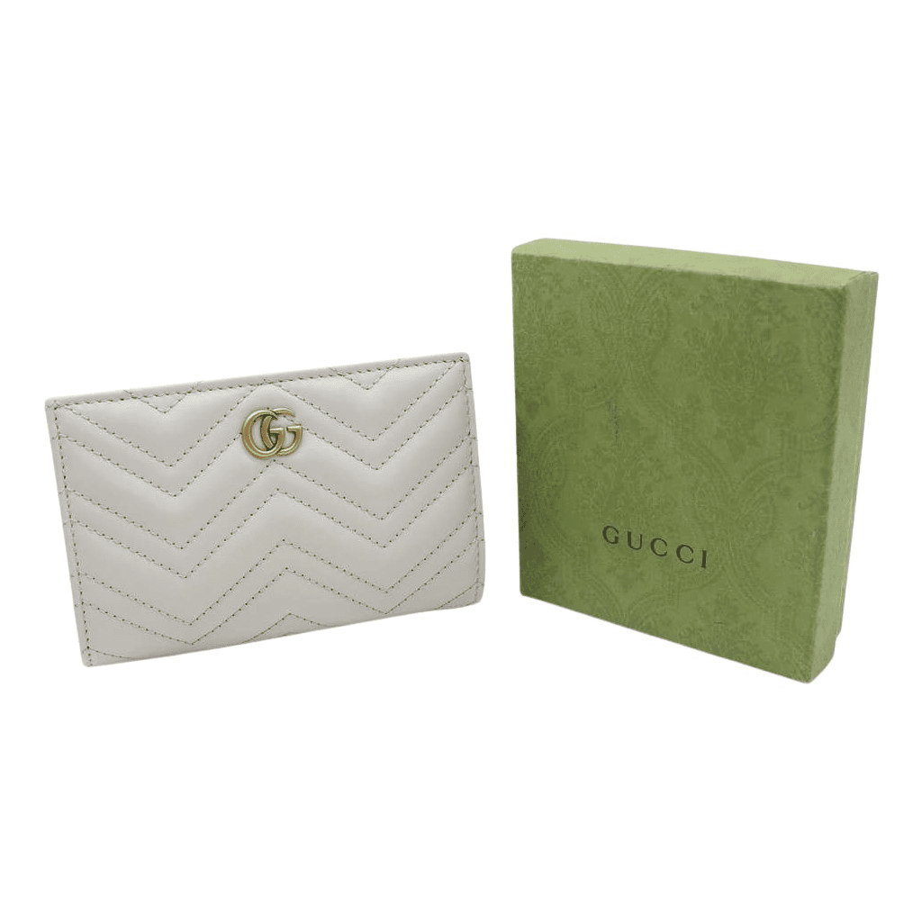 Gucci GG Marmont Matelassé Wallet Grey Grey Leather Good - Front View