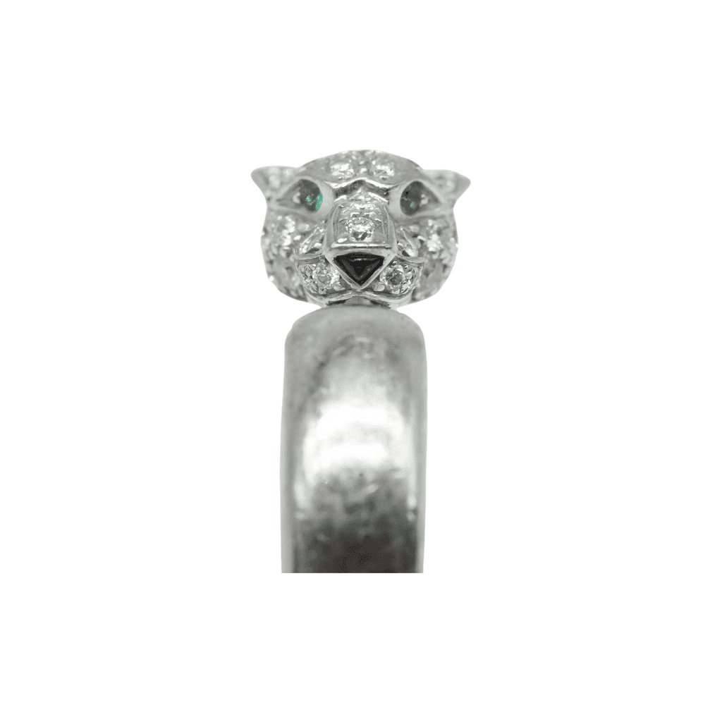 Cartier Panthère de Cartier Ring 49, K18WG, Half-Paved 5.2mm 10.21g Gold White Gold Good - Front View