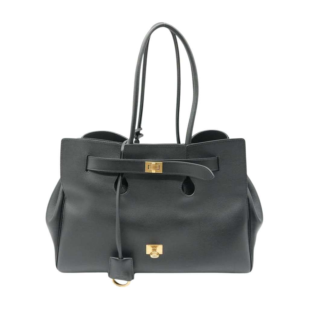 Balenciaga Bel Air Black Leather Bag DB Black Leather Fair - Front View