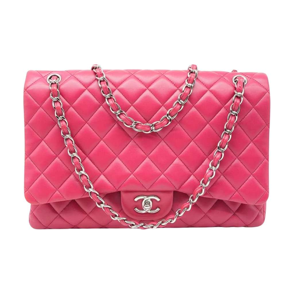 Chanel Maxi Classic Single Flap Pink Lambskin 13089787 Pink Fair - Front View