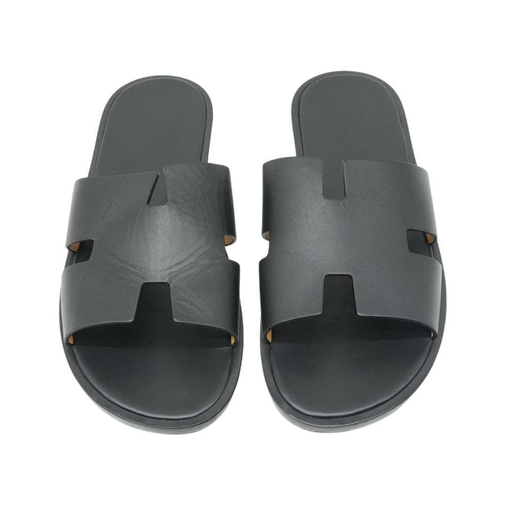 Hermès Oran Sandals Size 43 Black Black Leather Fair condition - Front View