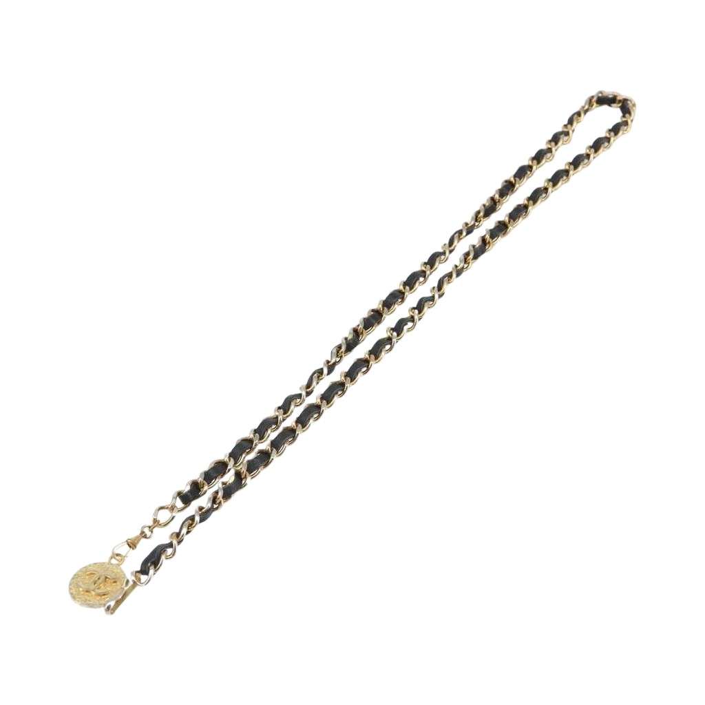 Chanel Vintage Logo Chain Belt Black Metal Fair condition - Front View