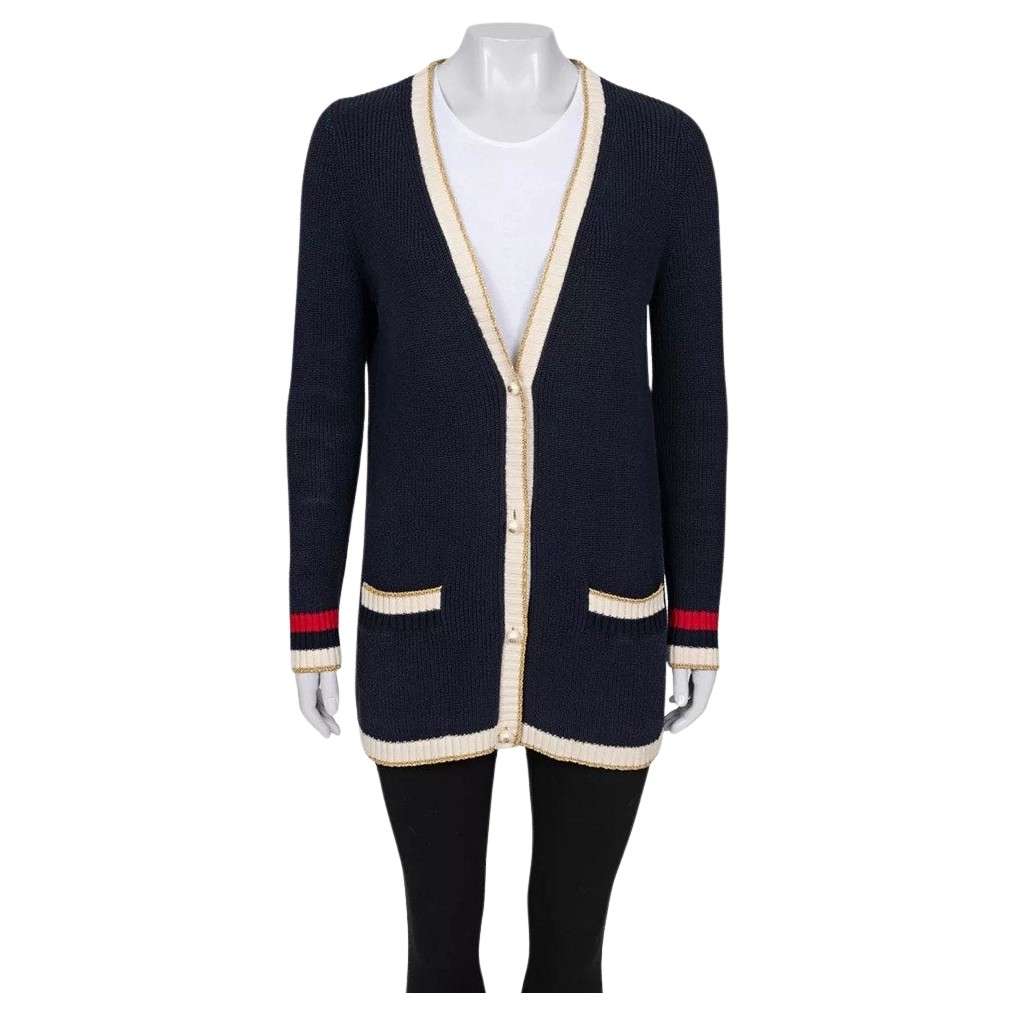 Gucci Straight Embroidered Cardigan Red Cotton Very good condition - Front View