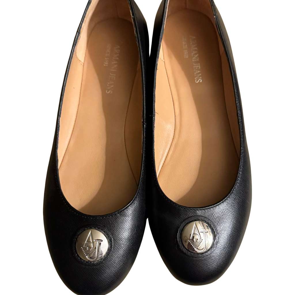 Armani Jeans Ballerina Black Leather Never worn - Front View