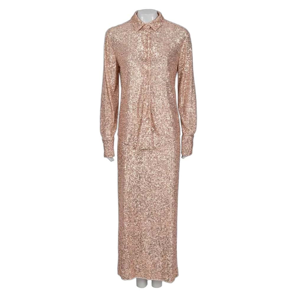Tom Ford Tom Ford Pink Sequin Suit - Elegant IT40-44 Size S Pre-owned Pink Good - Front View