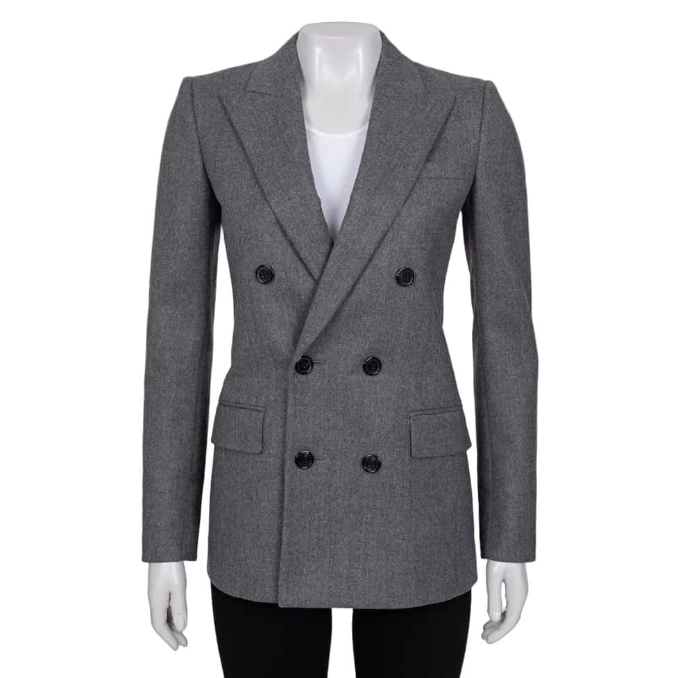Saint Laurent NWOT Saint Laurent Grey Wool Fitted Jacket - Size S / FR36 Pre-owned Grey Wool Never worn - Front View