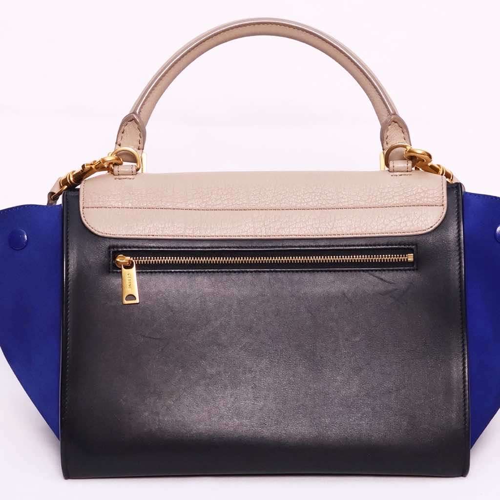 Celine Trapeze Tricolor Blue Leather Gold Very good - Back View