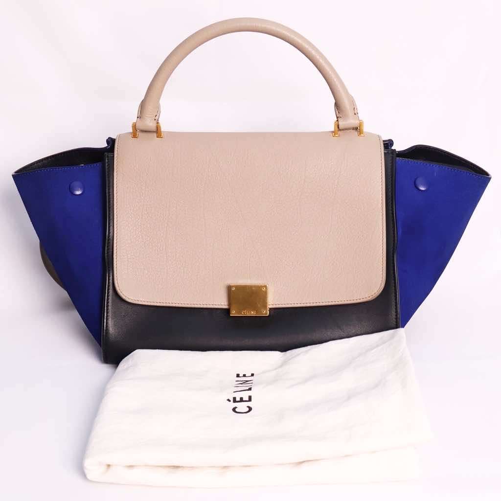 Celine Trapeze Tricolor Blue Leather Gold Very good - Box View